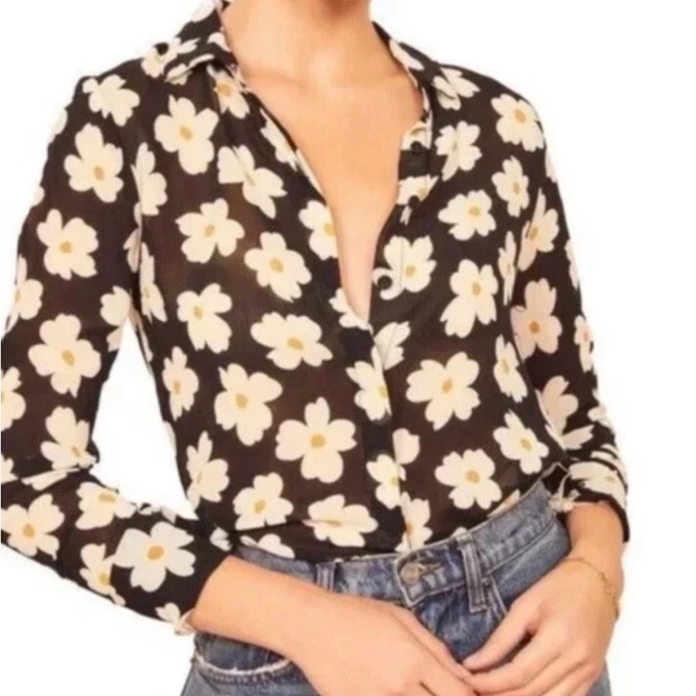 Reformation Violet Black and White Women's Top